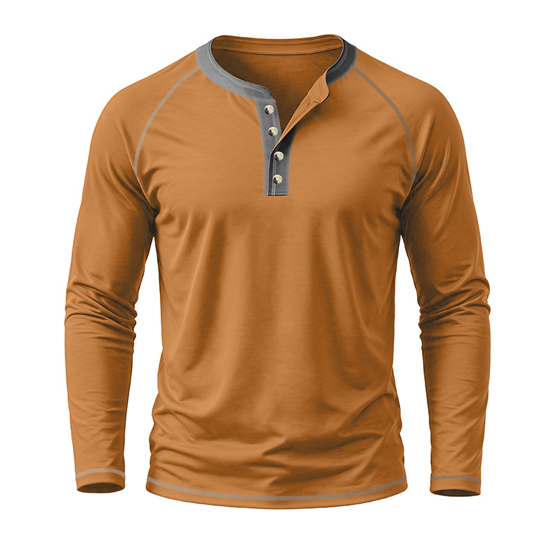 Fashion Cotton Henley Collar T-Shirt