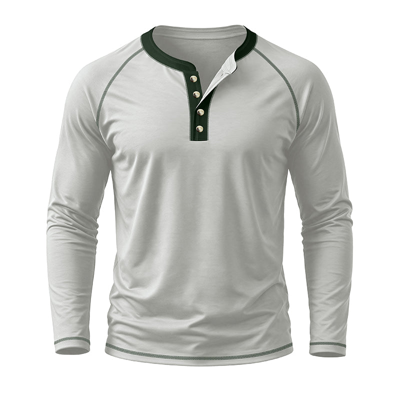 Fashion Cotton Henley Collar T-Shirt
