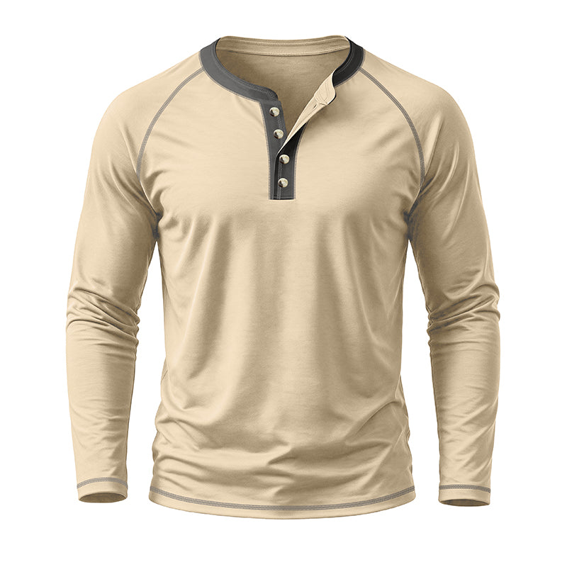 Fashion Cotton Henley Collar T-Shirt