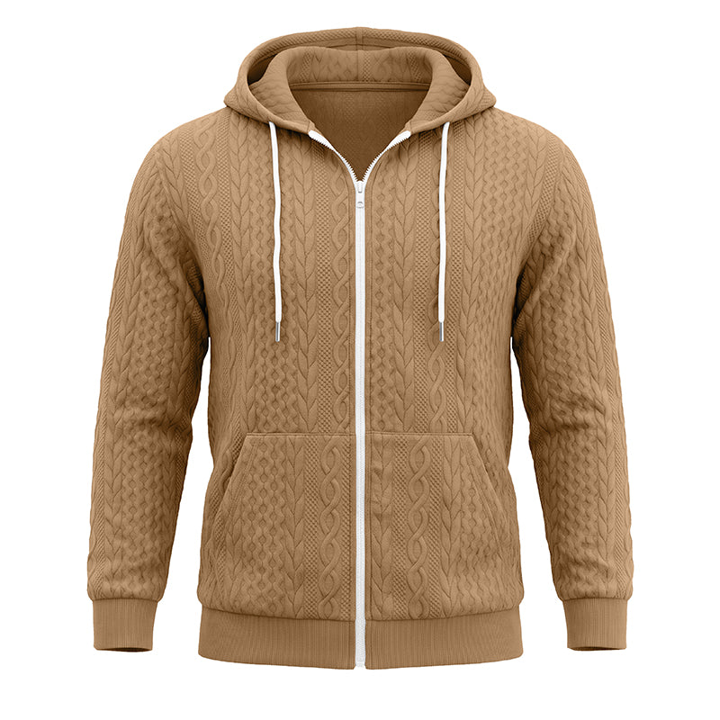 Erik Cable-Textured Full-Zip Hoodie