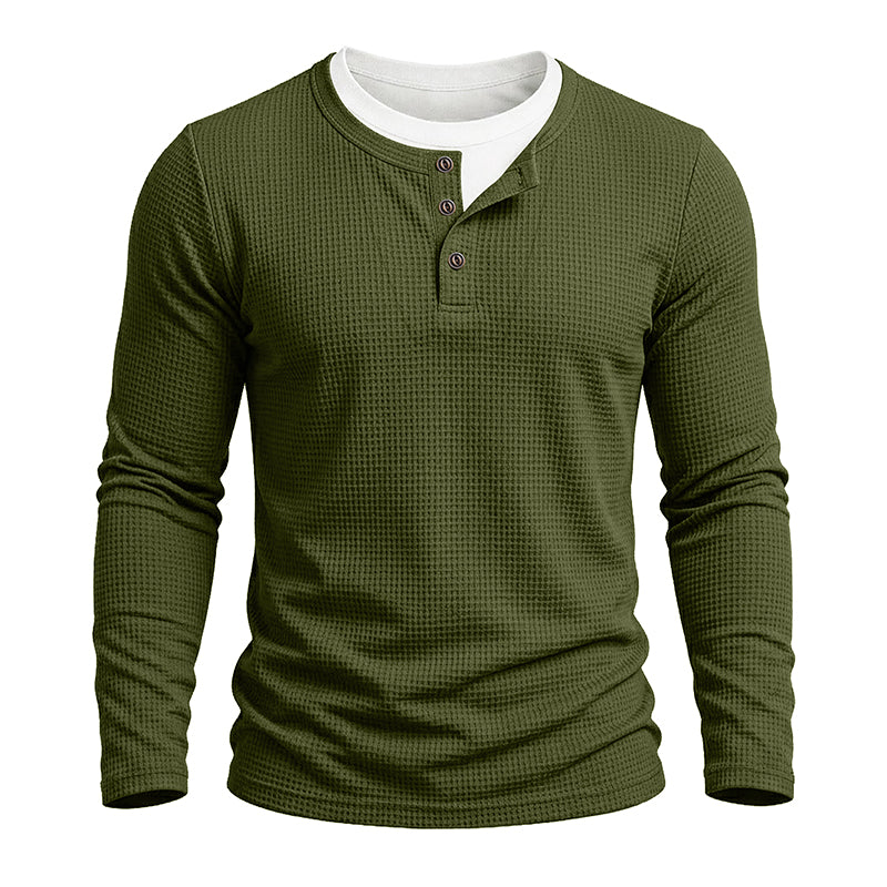 Julien Waffle Long-Sleeve Henley T-Shirt
