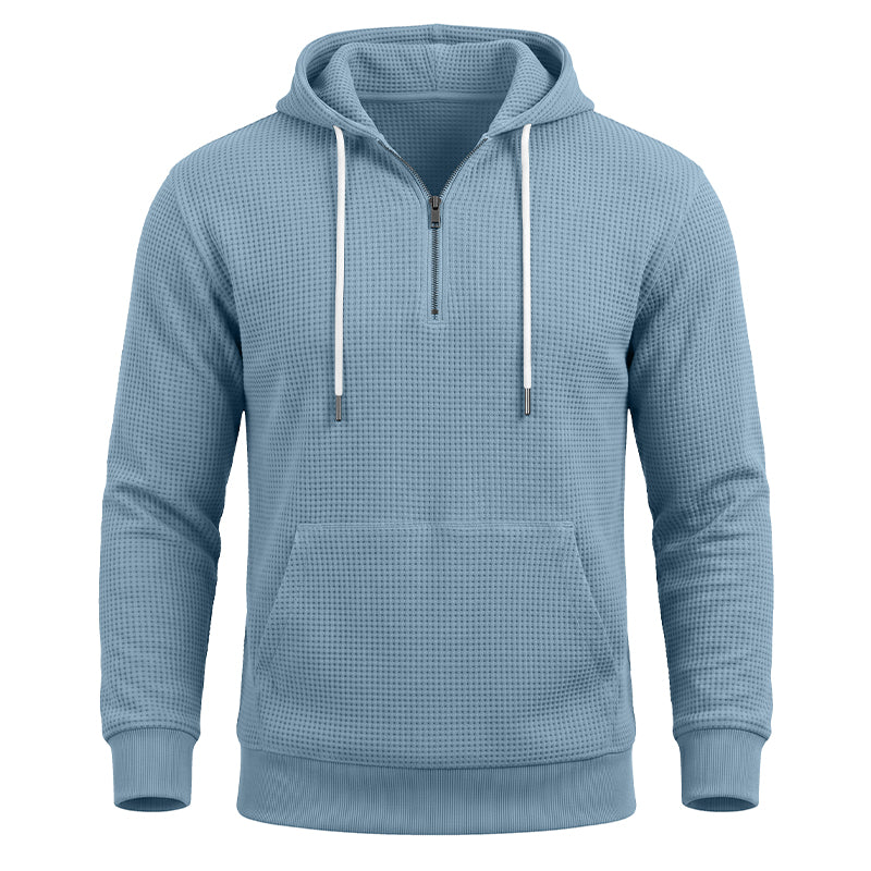 Charles Waffle-Knit Quarter-Zip Hoodie