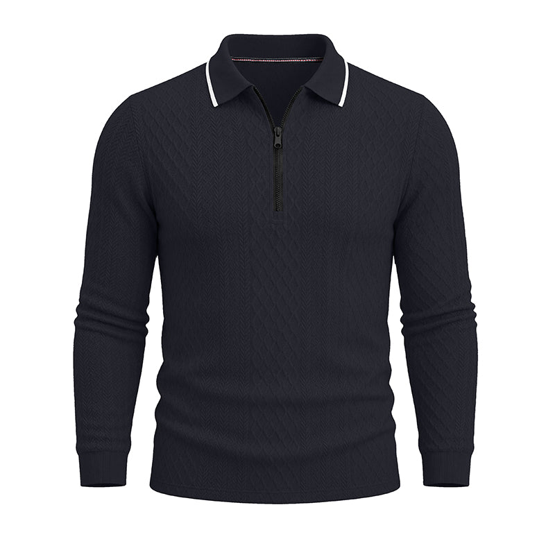 Textured Quarter-Zip Polo Shirt