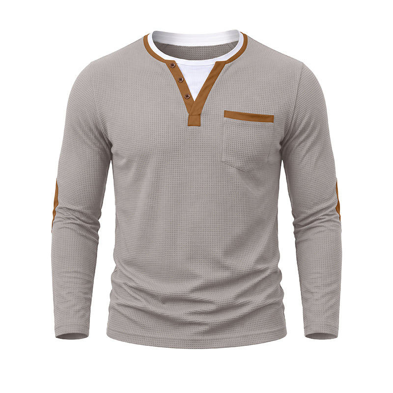Ryan Layered-Look Henley Long-Sleeve T-Shirt