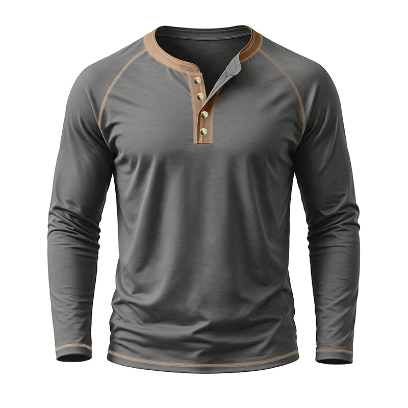 Fashion Cotton Henley Collar T-Shirt