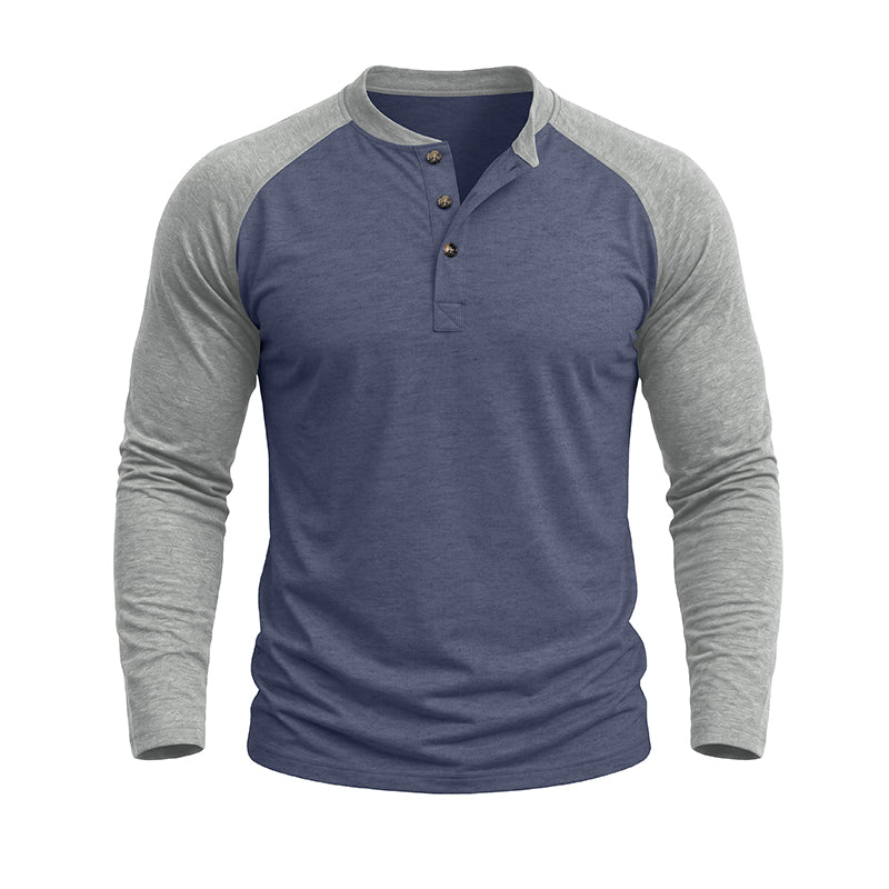 Michael Colour Block Henley Long Sleeve Shirt