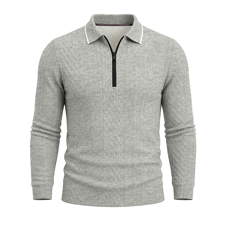 Textured Quarter-Zip Polo Shirt