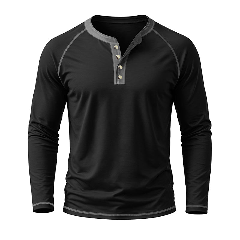 Fashion Cotton Henley Collar T-Shirt