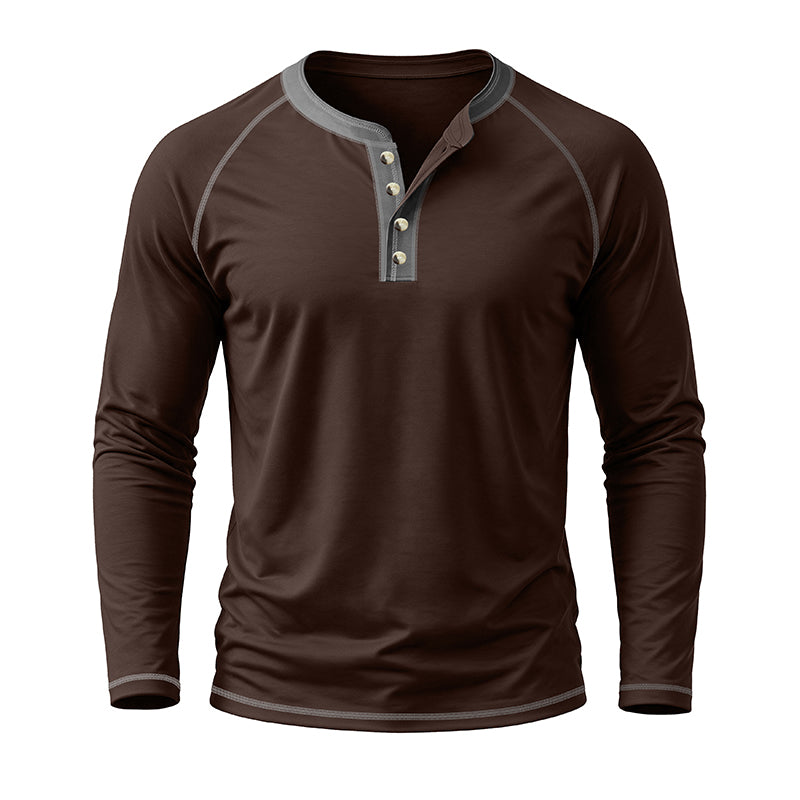 Fashion Cotton Henley Collar T-Shirt