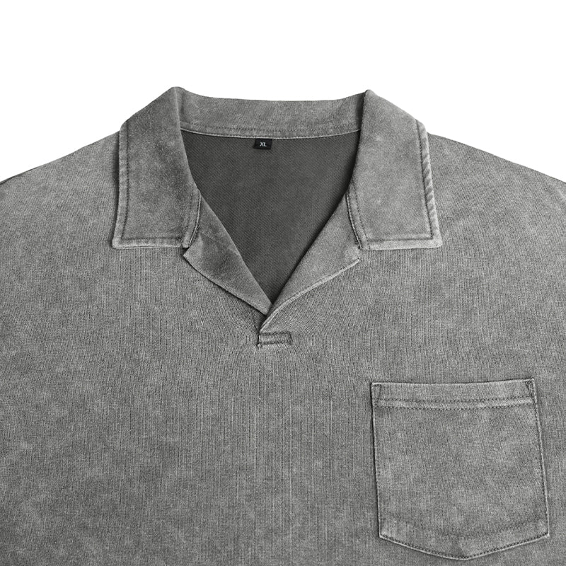 Vintage Washed Long Sleeve Polo Shirt