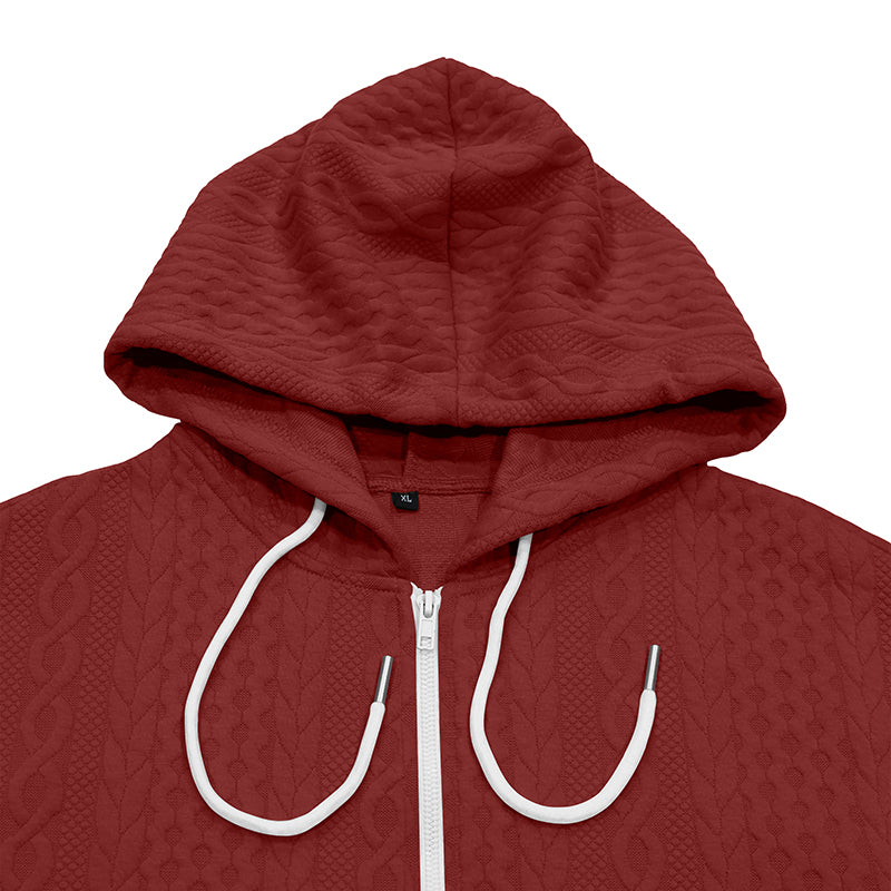 Erik Cable-Textured Full-Zip Hoodie
