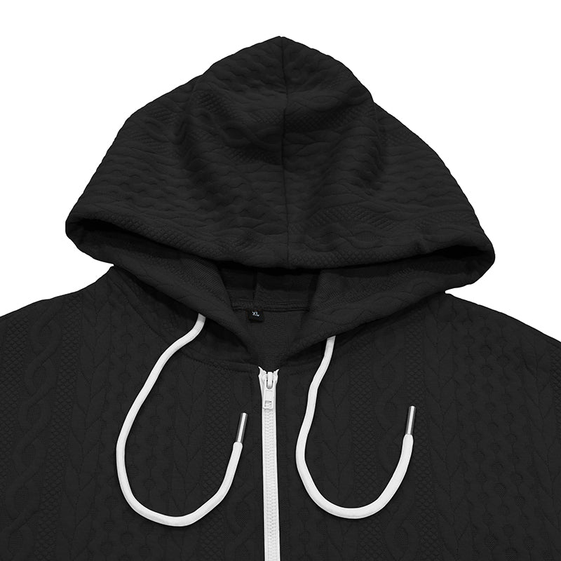 Erik Cable-Textured Full-Zip Hoodie