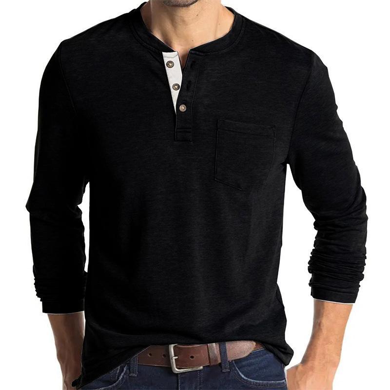 T-shirt décontracté à manches longues et à manches courtes pour hommes