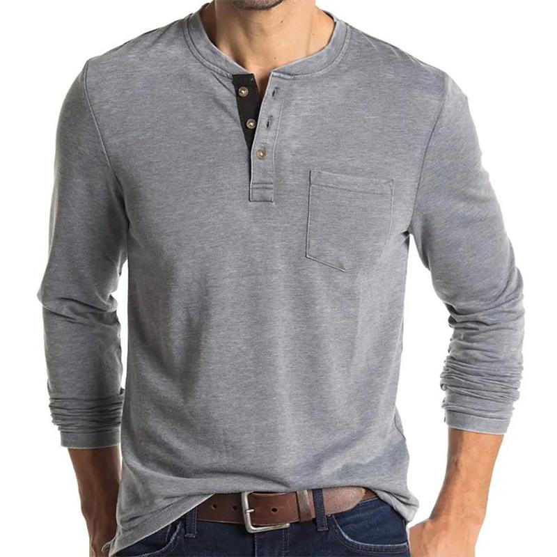 T-shirt décontracté à manches longues et à manches courtes pour hommes