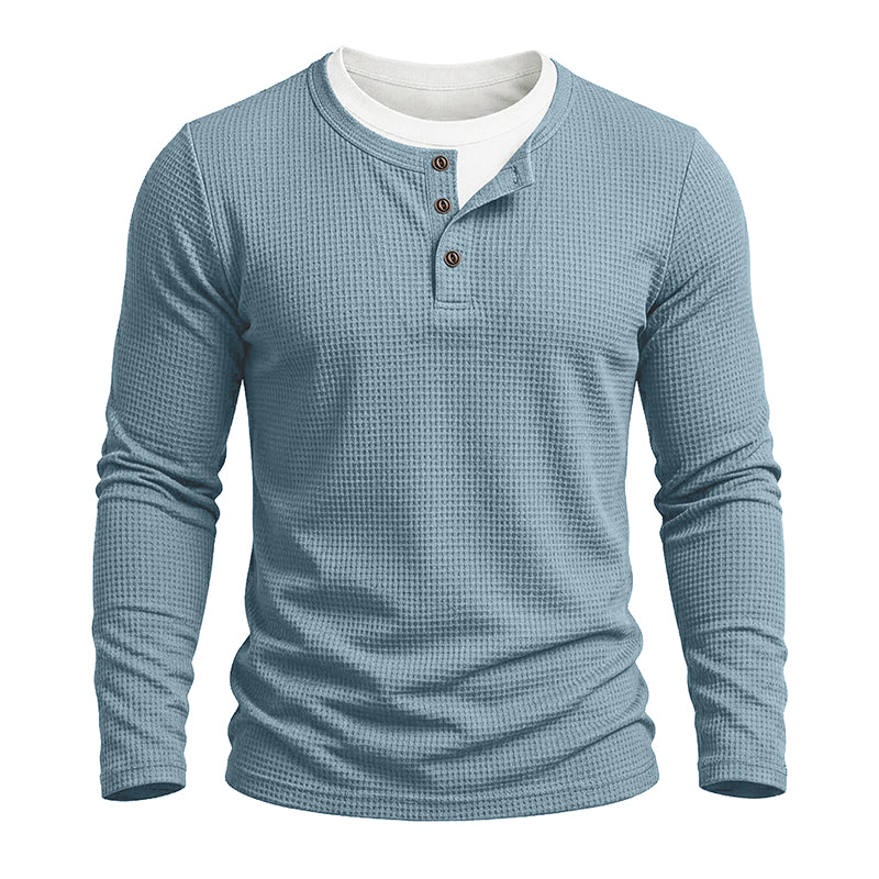 Julien Waffle Long-Sleeve Henley T-Shirt