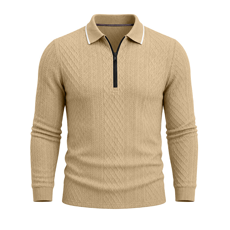 Textured Quarter-Zip Polo Shirt