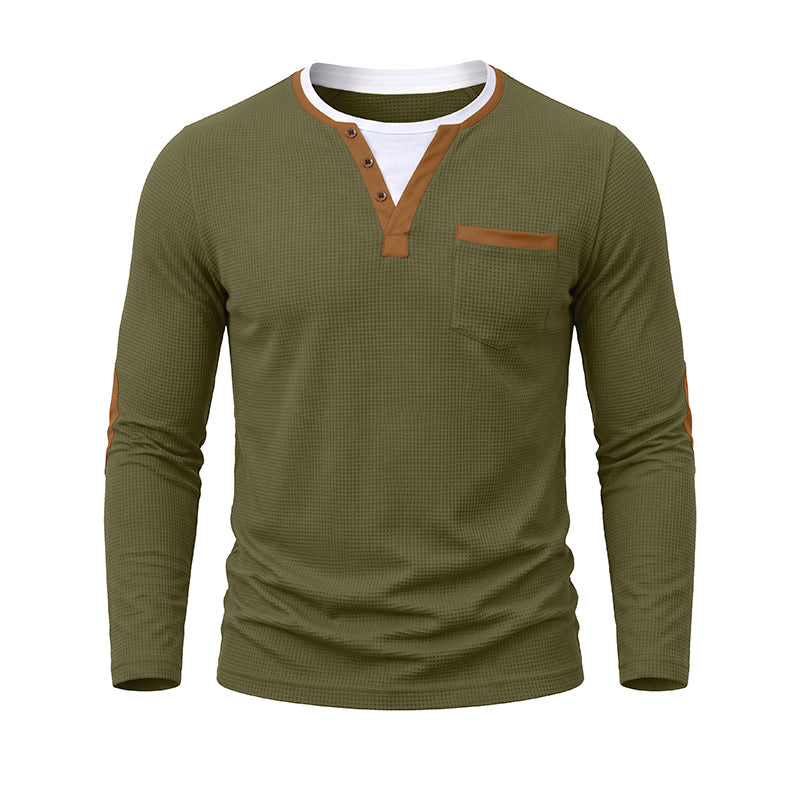 Ryan  Layered-Look Henley Long-Sleeve T-Shirt