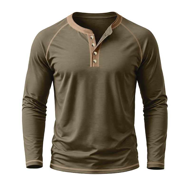Fashion Cotton Henley Collar T-Shirt