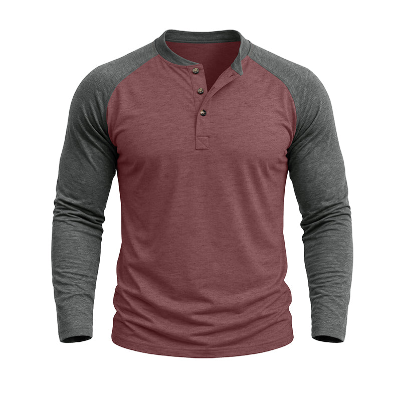 Michael Colour Block Henley Long Sleeve Shirt