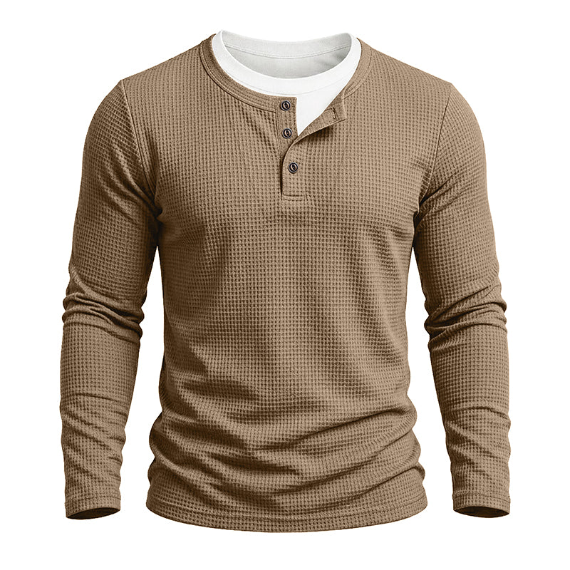 Julien Waffle Long-Sleeve Henley T-Shirt