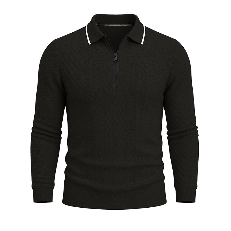 Textured Quarter-Zip Polo Shirt
