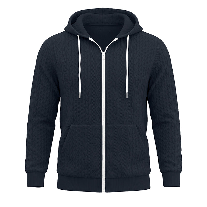 Erik Cable-Textured Full-Zip Hoodie