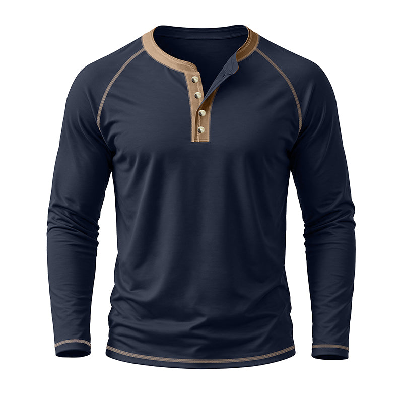 Fashion Cotton Henley Collar T-Shirt