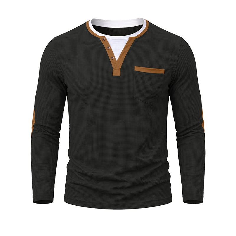 Ryan  Layered-Look Henley Long-Sleeve T-Shirt