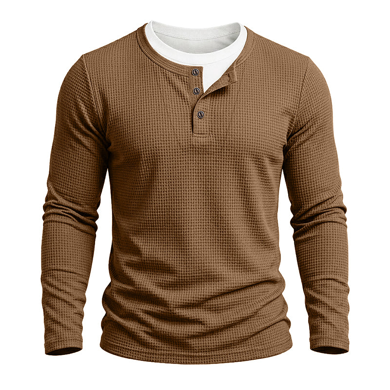 Julien Waffle Long-Sleeve Henley T-Shirt