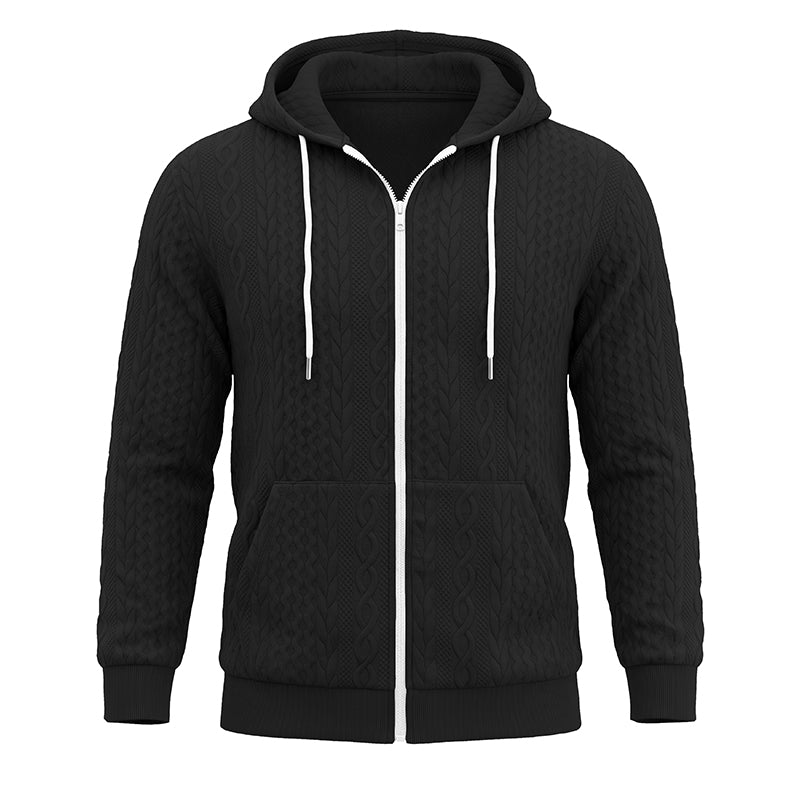 Erik Cable-Textured Full-Zip Hoodie