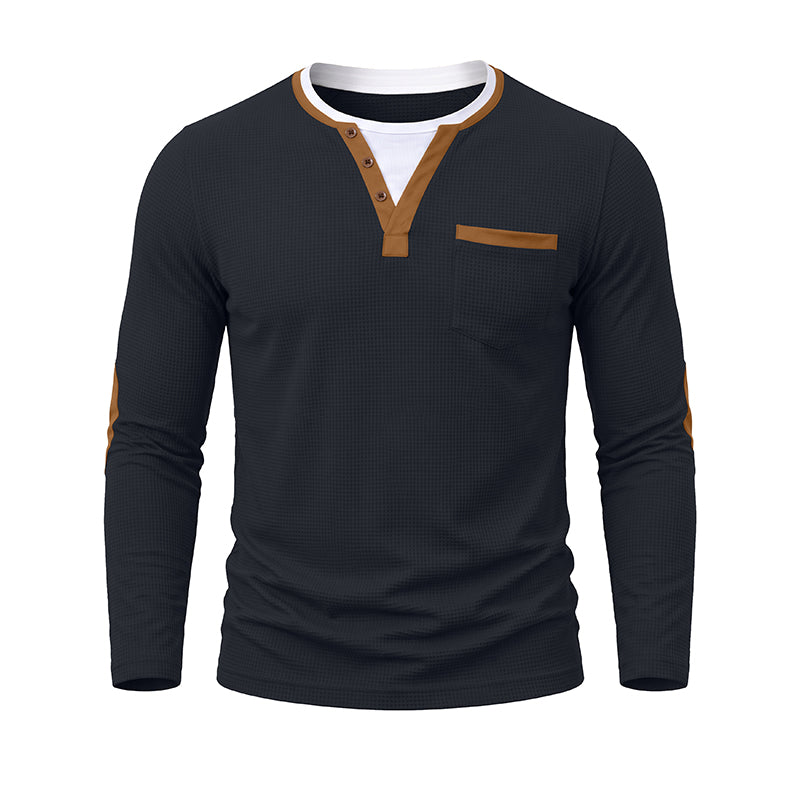 Ryan  Layered-Look Henley Long-Sleeve T-Shirt