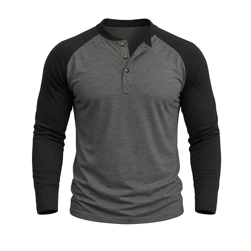 Michael Colour Block Henley Long Sleeve Shirt