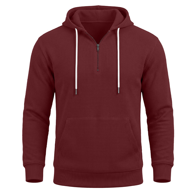 Charles  Waffle-Knit Quarter-Zip Hoodie
