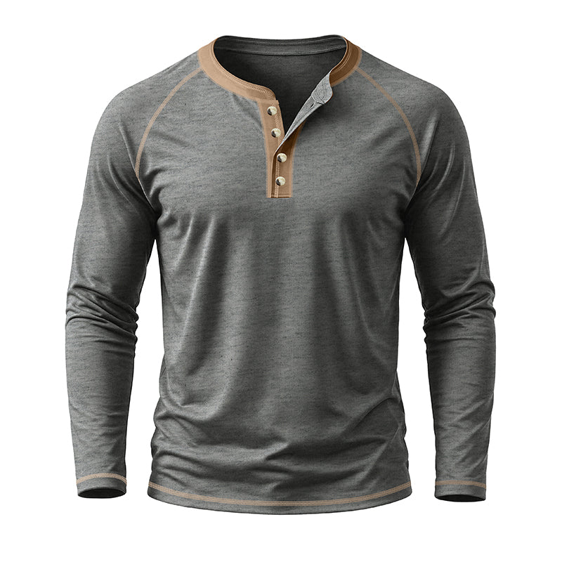 Fashion Cotton Henley Collar T-Shirt