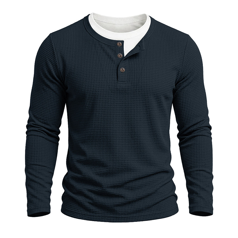 Julien Waffle Long-Sleeve Henley T-Shirt