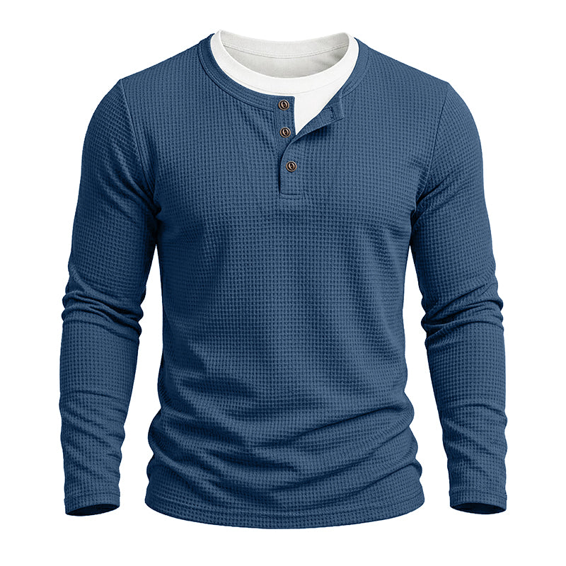 Julien Waffle Long-Sleeve Henley T-Shirt
