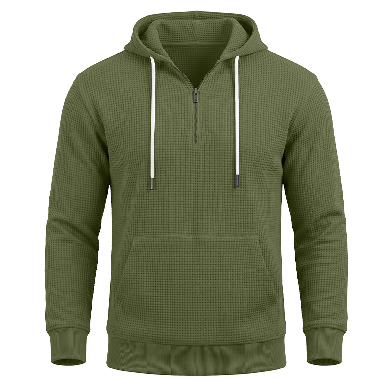 Charles  Waffle-Knit Quarter-Zip Hoodie