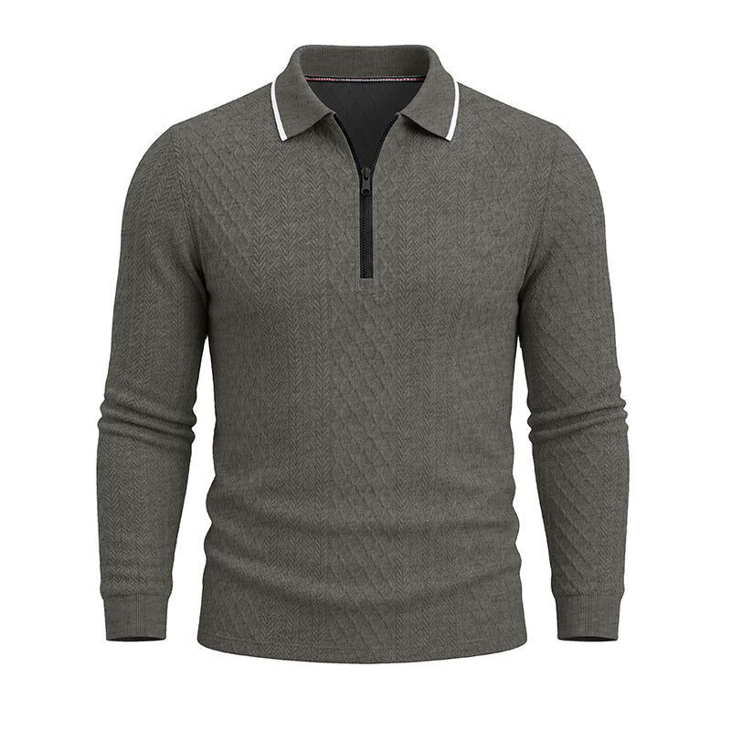 Textured Quarter-Zip Polo Shirt