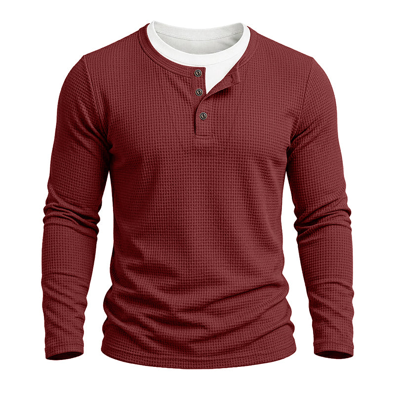 Julien Waffle Long-Sleeve Henley T-Shirt