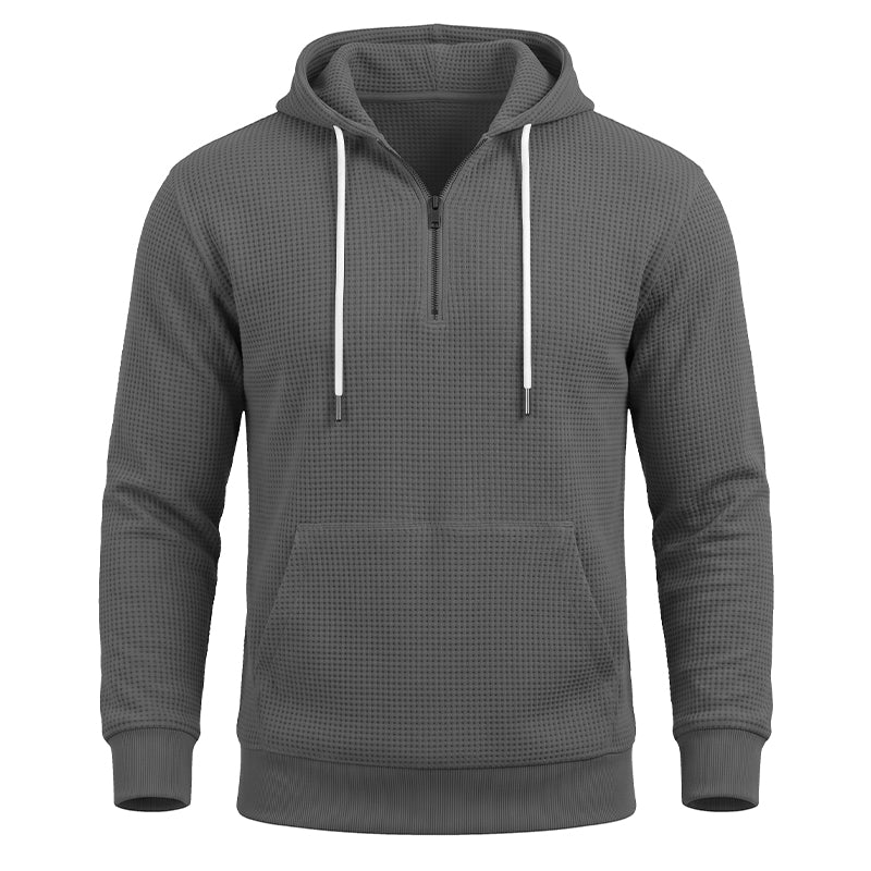 Charles  Waffle-Knit Quarter-Zip Hoodie