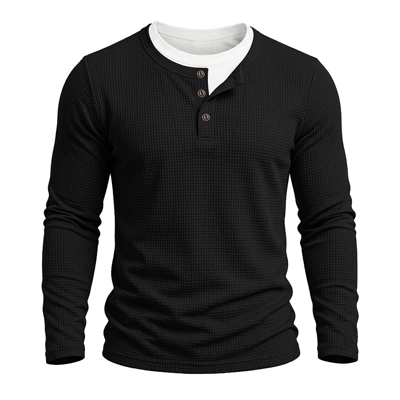Julien Waffle Long-Sleeve Henley T-Shirt
