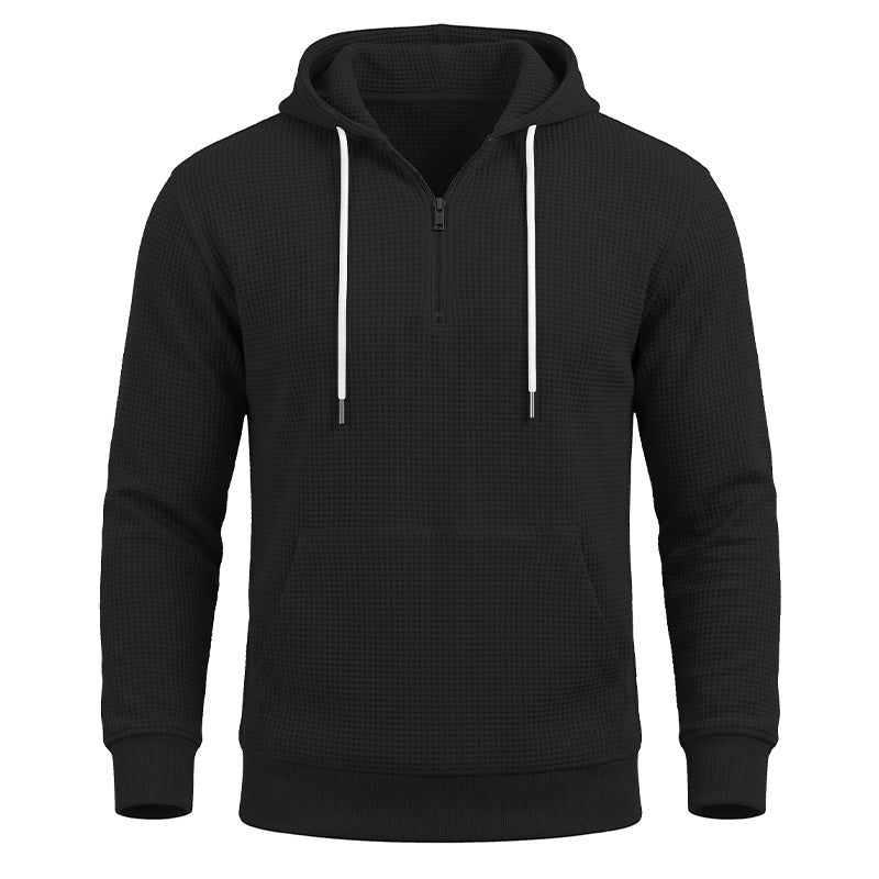 Charles  Waffle-Knit Quarter-Zip Hoodie