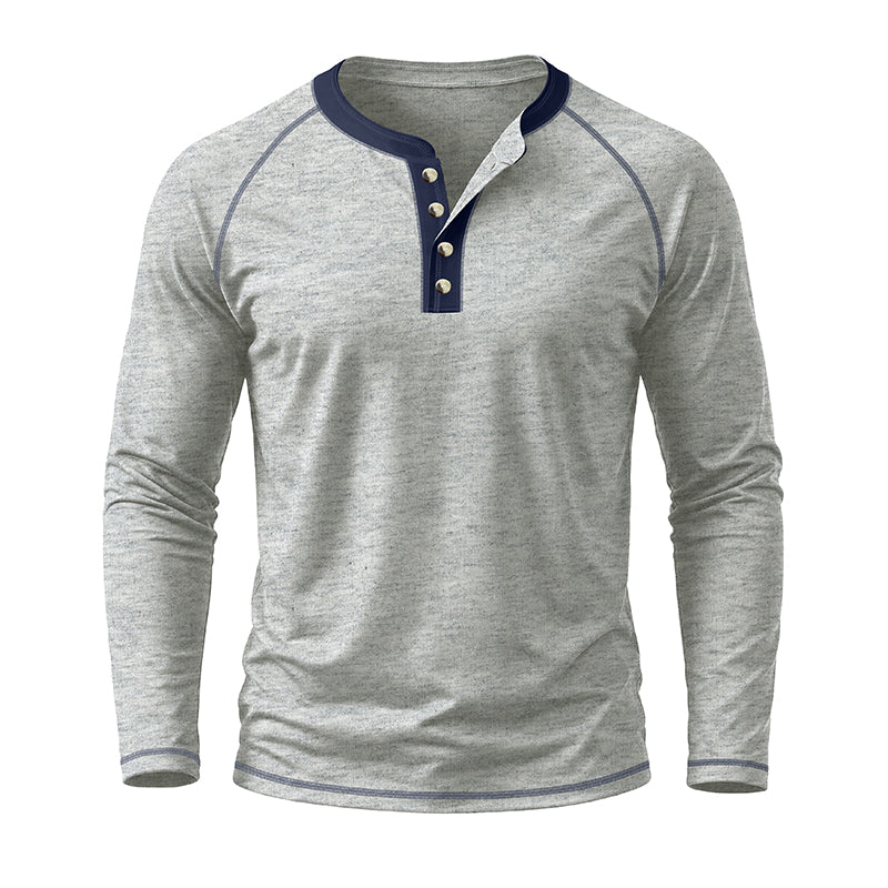 Fashion Cotton Henley Collar T-Shirt
