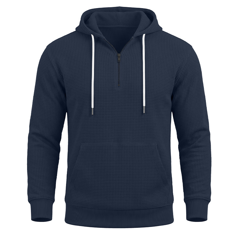 Charles  Waffle-Knit Quarter-Zip Hoodie