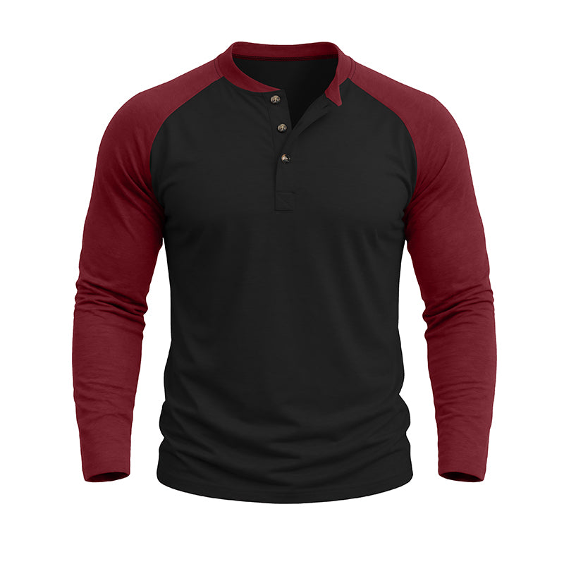 Michael Colour Block Henley Long Sleeve Shirt