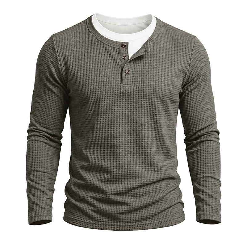 Julien Waffle Long-Sleeve Henley T-Shirt