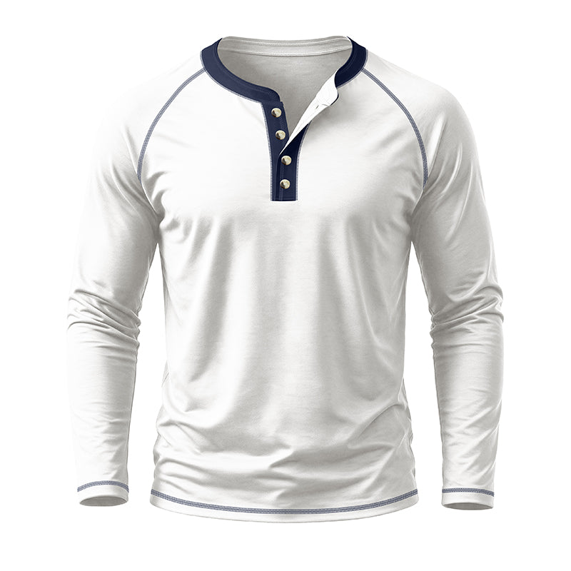 Fashion Cotton Henley Collar T-Shirt