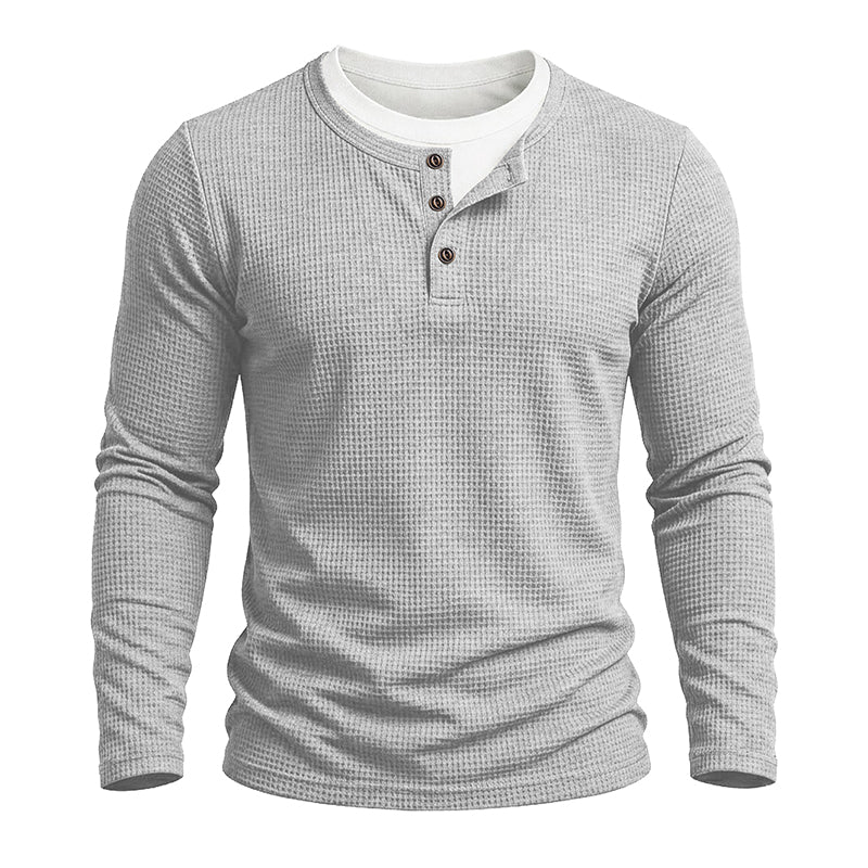 Julien Waffle Long-Sleeve Henley T-Shirt