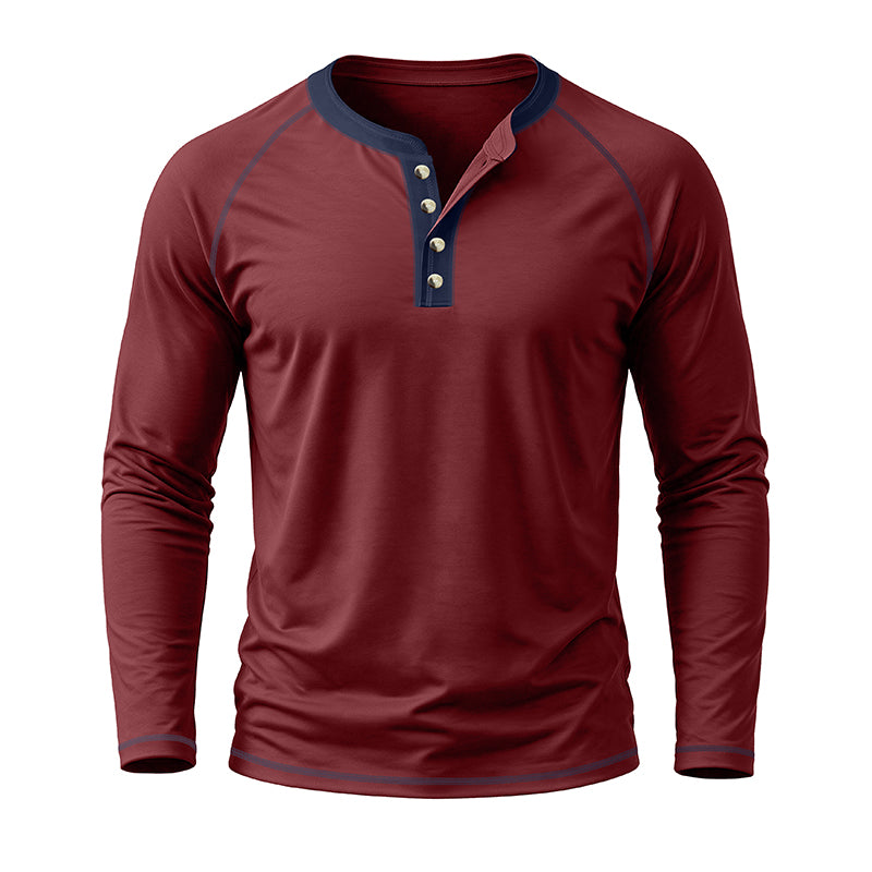 Fashion Cotton Henley Collar T-Shirt