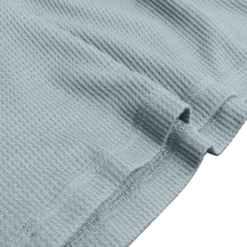 Waffle Knit Henley Long Sleeve Shirt